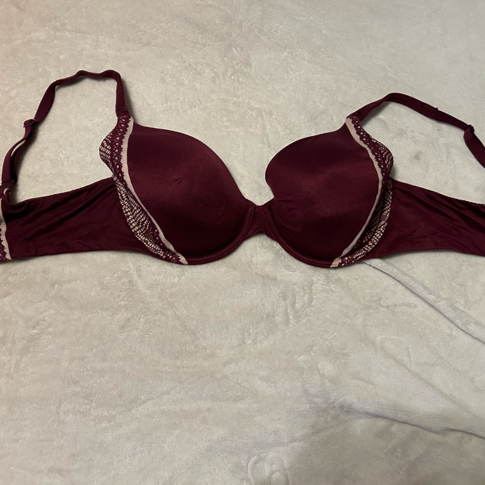 34 D cranberry color Victoria’s Secret bra
